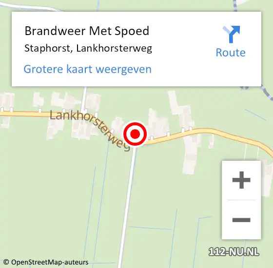 Locatie op kaart van de 112 melding: Brandweer Met Spoed Naar Staphorst, Lankhorsterweg op 20 november 2016 10:33