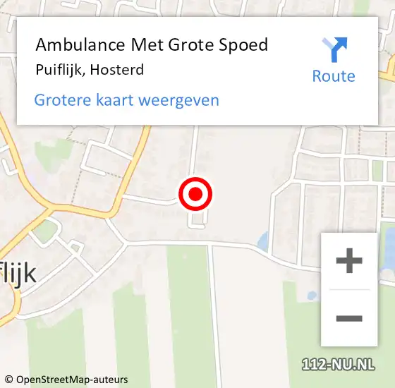 Locatie op kaart van de 112 melding: Ambulance Met Grote Spoed Naar Puiflijk, Hosterd op 20 november 2016 10:39