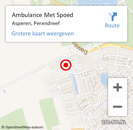 Locatie op kaart van de 112 melding: Ambulance Met Spoed Naar Asperen, Perendreef op 20 november 2016 10:46