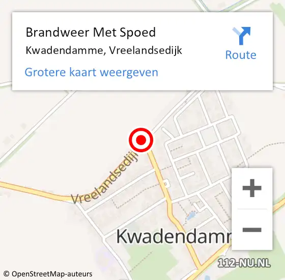 Locatie op kaart van de 112 melding: Brandweer Met Spoed Naar Kwadendamme, Vreelandsedijk op 20 november 2016 10:48