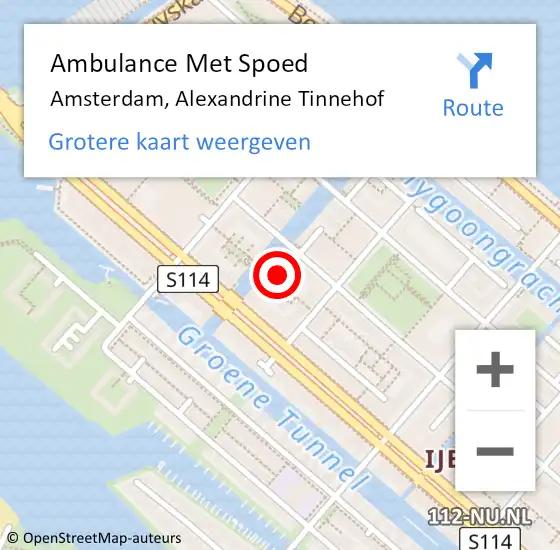 Locatie op kaart van de 112 melding: Ambulance Met Spoed Naar Amsterdam, Alexandrine Tinnehof op 20 november 2016 10:52