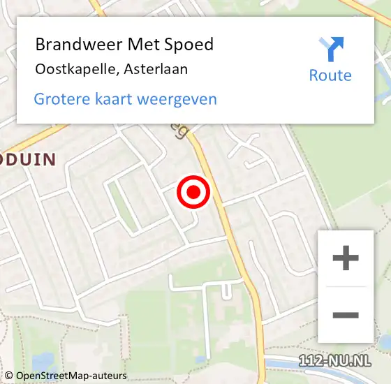 Locatie op kaart van de 112 melding: Brandweer Met Spoed Naar Oostkapelle, Asterlaan op 20 november 2016 11:00