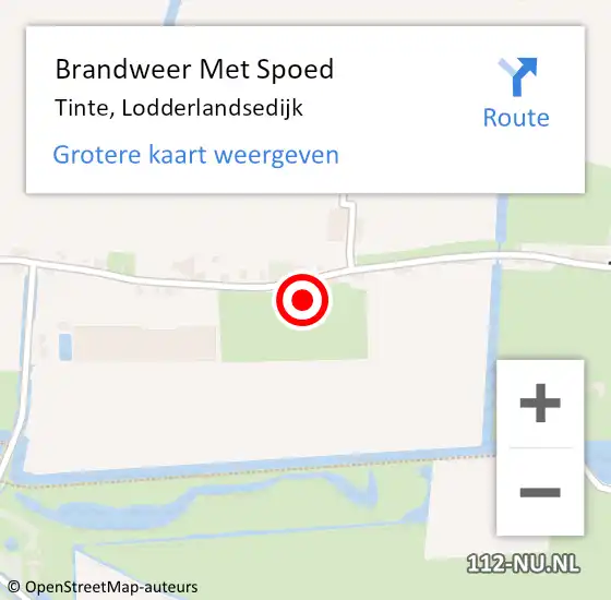 Locatie op kaart van de 112 melding: Brandweer Met Spoed Naar Tinte, Lodderlandsedijk op 20 november 2016 11:14