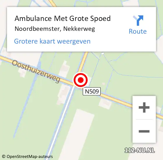 Locatie op kaart van de 112 melding: Ambulance Met Grote Spoed Naar Noordbeemster, Nekkerweg op 20 november 2016 11:22