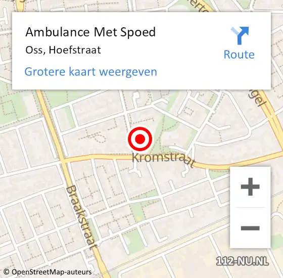 Locatie op kaart van de 112 melding: Ambulance Met Spoed Naar Oss, Hoefstraat op 20 november 2016 11:27