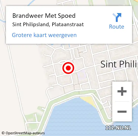 Locatie op kaart van de 112 melding: Brandweer Met Spoed Naar Sint Philipsland, Plataanstraat op 20 november 2016 11:35