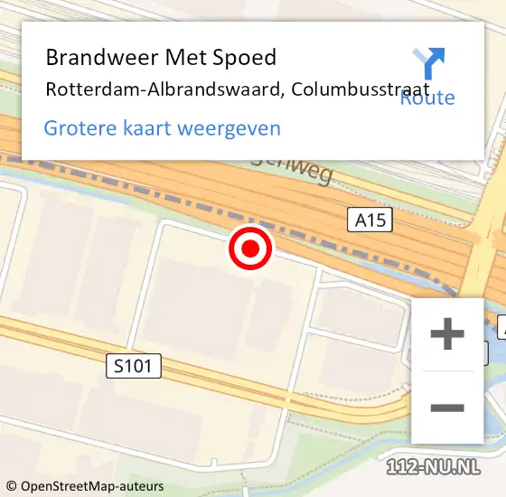 Locatie op kaart van de 112 melding: Brandweer Met Spoed Naar Rotterdam-Albrandswaard, Columbusstraat op 20 november 2016 11:45