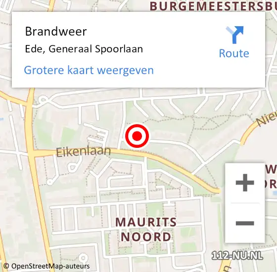 Locatie op kaart van de 112 melding: Brandweer Ede, Generaal Spoorlaan op 20 november 2016 11:47