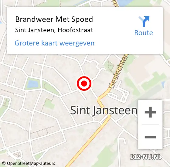 Locatie op kaart van de 112 melding: Brandweer Met Spoed Naar Sint Jansteen, Hoofdstraat op 20 november 2016 11:47