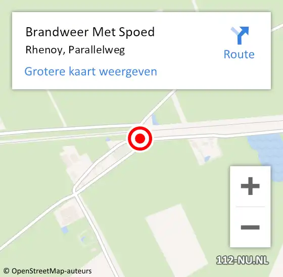 Locatie op kaart van de 112 melding: Brandweer Met Spoed Naar Rhenoy, Parallelweg op 20 november 2016 11:56