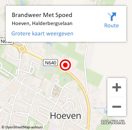 Locatie op kaart van de 112 melding: Brandweer Met Spoed Naar Hoeven, Halderbergselaan op 20 november 2016 12:09