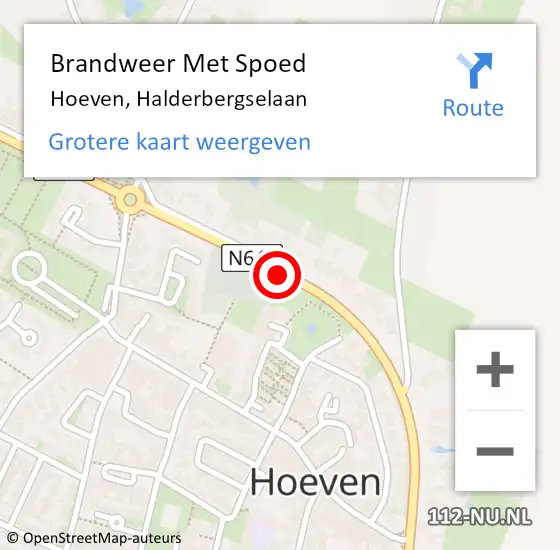 Locatie op kaart van de 112 melding: Brandweer Met Spoed Naar Hoeven, Halderbergselaan op 20 november 2016 12:10