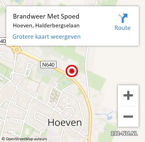 Locatie op kaart van de 112 melding: Brandweer Met Spoed Naar Hoeven, Halderbergselaan op 20 november 2016 12:10