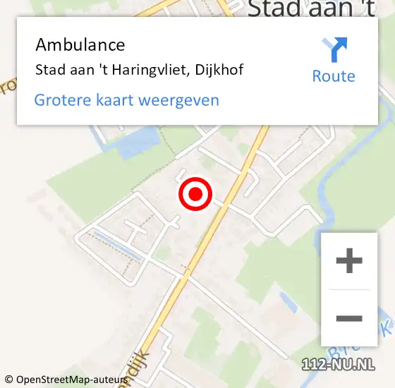 Locatie op kaart van de 112 melding: Ambulance Stad aan 't Haringvliet, Dijkhof op 20 november 2016 12:26
