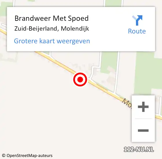 Locatie op kaart van de 112 melding: Brandweer Met Spoed Naar Zuid-Beijerland, Molendijk op 20 november 2016 12:31