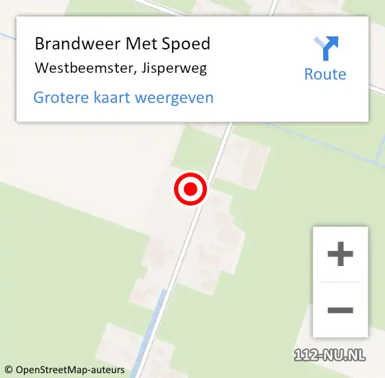 Locatie op kaart van de 112 melding: Brandweer Met Spoed Naar Westbeemster, Jisperweg op 20 november 2016 12:32