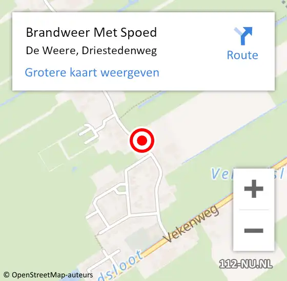 Locatie op kaart van de 112 melding: Brandweer Met Spoed Naar De Weere, Driestedenweg op 20 november 2016 12:32