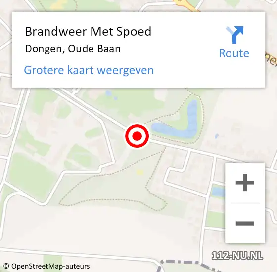 Locatie op kaart van de 112 melding: Brandweer Met Spoed Naar Dongen, Oude Baan op 20 november 2016 12:35