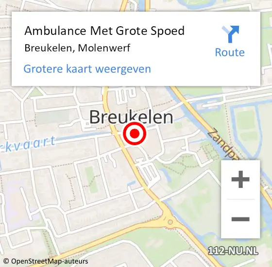 Locatie op kaart van de 112 melding: Ambulance Met Grote Spoed Naar Breukelen, Molenwerf op 20 november 2016 12:36