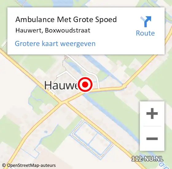 Locatie op kaart van de 112 melding: Ambulance Met Grote Spoed Naar Hauwert, Boxwoudstraat op 20 november 2016 12:41