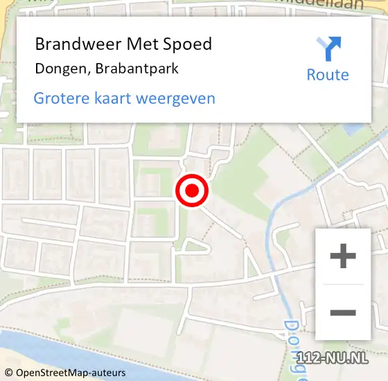 Locatie op kaart van de 112 melding: Brandweer Met Spoed Naar Dongen, Brabantpark op 20 november 2016 12:45