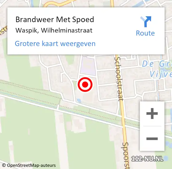 Locatie op kaart van de 112 melding: Brandweer Met Spoed Naar Waspik, Wilhelminastraat op 20 november 2016 12:48