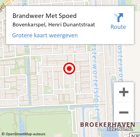 Locatie op kaart van de 112 melding: Brandweer Met Spoed Naar Bovenkarspel, Henri Dunantstraat op 20 november 2016 12:49