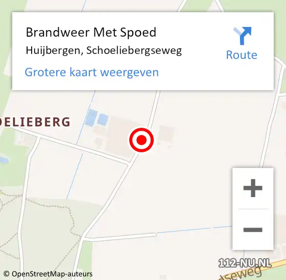 Locatie op kaart van de 112 melding: Brandweer Met Spoed Naar Huijbergen, Schoeliebergseweg op 20 november 2016 12:49