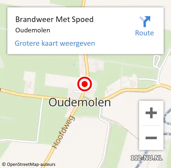 Locatie op kaart van de 112 melding: Brandweer Met Spoed Naar Oudemolen op 20 november 2016 12:51