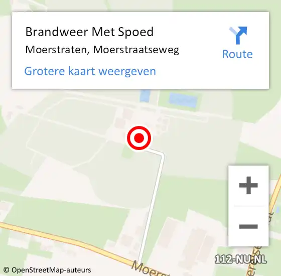 Locatie op kaart van de 112 melding: Brandweer Met Spoed Naar Moerstraten, Moerstraatseweg op 20 november 2016 12:54