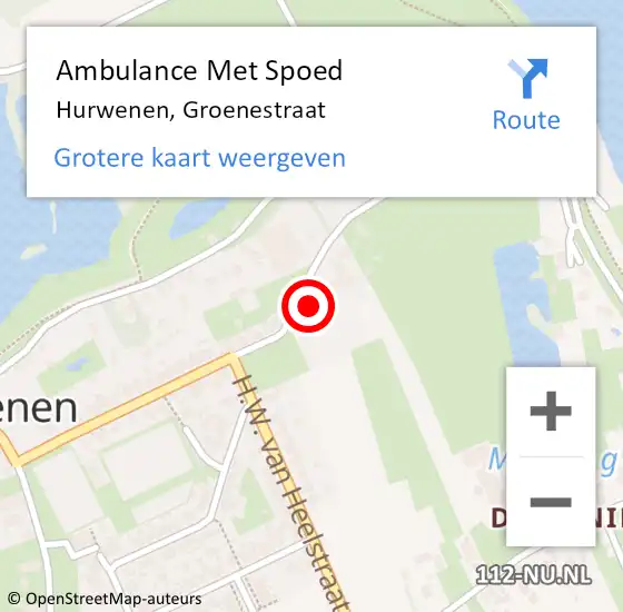 Locatie op kaart van de 112 melding: Ambulance Met Spoed Naar Hurwenen, Groenestraat op 20 november 2016 12:55