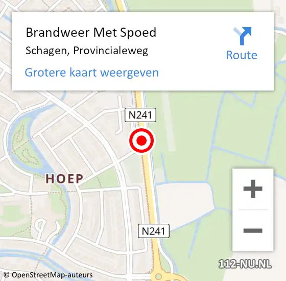 Locatie op kaart van de 112 melding: Brandweer Met Spoed Naar Schagen, Provincialeweg op 20 november 2016 12:56