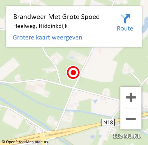 Locatie op kaart van de 112 melding: Brandweer Met Grote Spoed Naar Heelweg, Hiddinkdijk op 20 november 2016 12:58