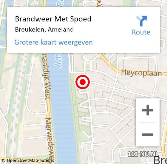 Locatie op kaart van de 112 melding: Brandweer Met Spoed Naar Breukelen, Ameland op 20 november 2016 13:00