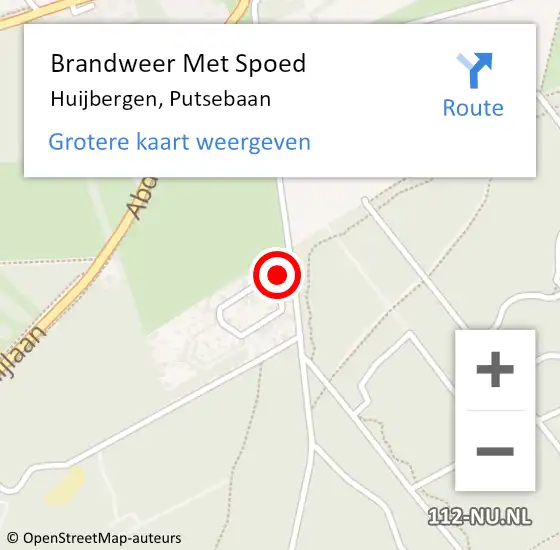 Locatie op kaart van de 112 melding: Brandweer Met Spoed Naar Huijbergen, Putsebaan op 20 november 2016 13:04