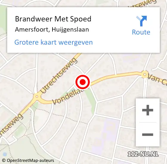 Locatie op kaart van de 112 melding: Brandweer Met Spoed Naar Amersfoort, Huijgenslaan op 20 november 2016 13:09
