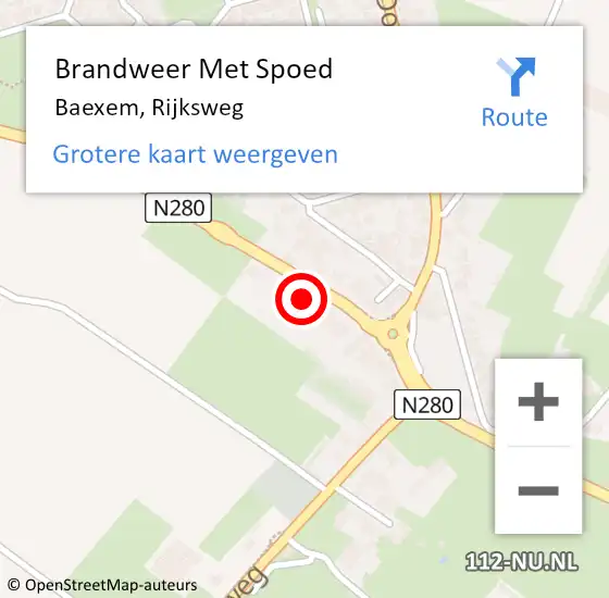 Locatie op kaart van de 112 melding: Brandweer Met Spoed Naar Baexem, Rijksweg op 20 november 2016 13:09