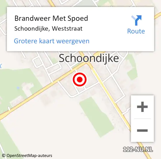 Locatie op kaart van de 112 melding: Brandweer Met Spoed Naar Schoondijke, Weststraat op 20 november 2016 13:11