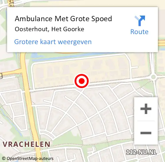 Locatie op kaart van de 112 melding: Ambulance Met Grote Spoed Naar Oosterhout, Het Goorke op 2 januari 2014 01:08