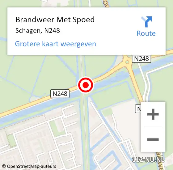 Locatie op kaart van de 112 melding: Brandweer Met Spoed Naar Schagen, N248 op 20 november 2016 13:13