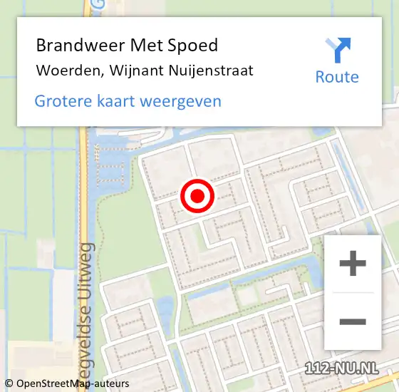 Locatie op kaart van de 112 melding: Brandweer Met Spoed Naar Woerden, Wijnant Nuijenstraat op 20 november 2016 13:13