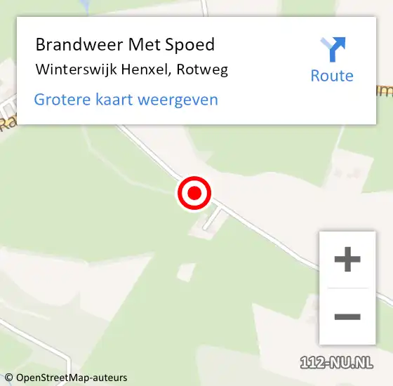 Locatie op kaart van de 112 melding: Brandweer Met Spoed Naar Winterswijk Henxel, Rotweg op 20 november 2016 13:14