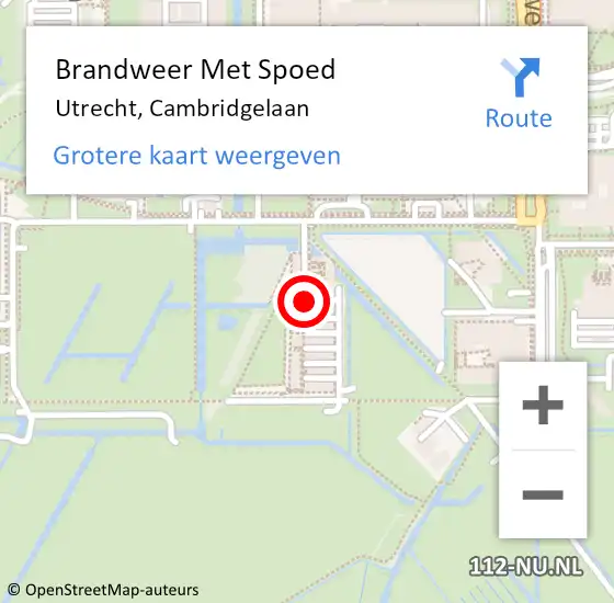 Locatie op kaart van de 112 melding: Brandweer Met Spoed Naar Utrecht, Cambridgelaan op 20 november 2016 13:19