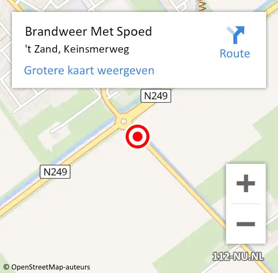 Locatie op kaart van de 112 melding: Brandweer Met Spoed Naar 't Zand, Keinsmerweg op 20 november 2016 13:21