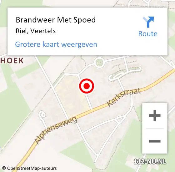 Locatie op kaart van de 112 melding: Brandweer Met Spoed Naar Riel, Veertels op 20 november 2016 13:27