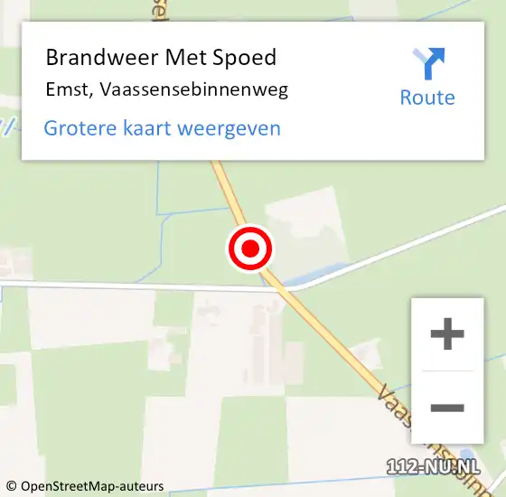 Locatie op kaart van de 112 melding: Brandweer Met Spoed Naar Emst, Vaassensebinnenweg op 20 november 2016 13:30