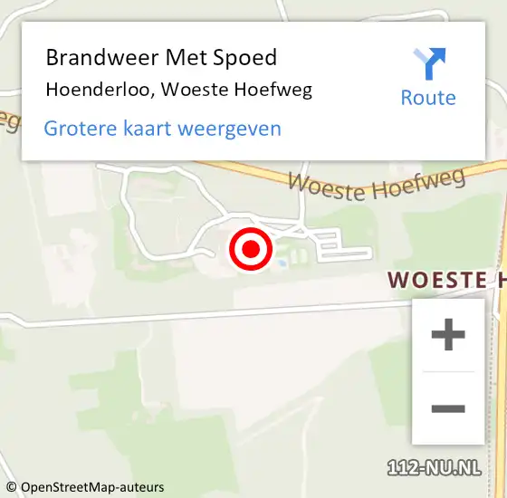 Locatie op kaart van de 112 melding: Brandweer Met Spoed Naar Hoenderloo, Woeste Hoefweg op 20 november 2016 13:40