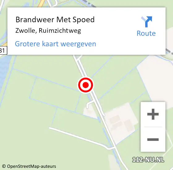 Locatie op kaart van de 112 melding: Brandweer Met Spoed Naar Zwolle, Ruimzichtweg op 20 november 2016 13:44