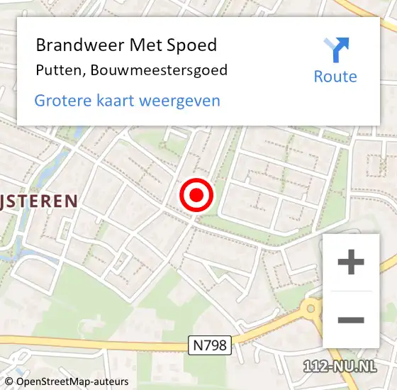 Locatie op kaart van de 112 melding: Brandweer Met Spoed Naar Putten, Bouwmeestersgoed op 20 november 2016 13:44