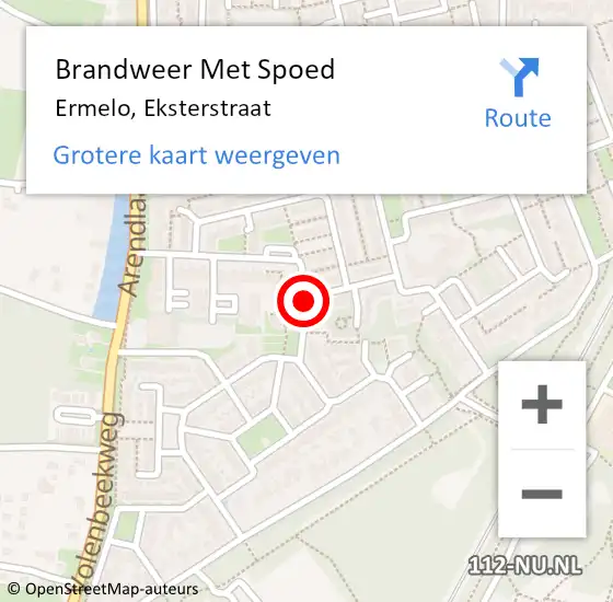 Locatie op kaart van de 112 melding: Brandweer Met Spoed Naar Ermelo, Eksterstraat op 20 november 2016 13:47